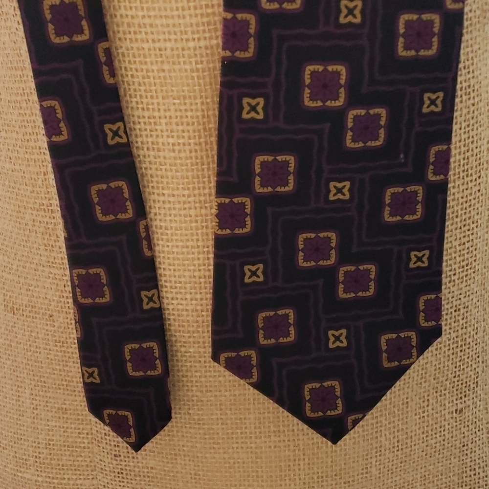 Burberry silk tie blue and purple geometric